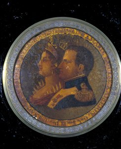 Tapa de una tabaquera con retratos de Napoleón I y Josefina. Milán, Museo del Risorgimento
