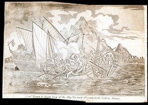 El Teniente Turner, y la Tripulación del Barco Tea, hechos Prisioneros, por los Piratas Ladrones (imprimir)