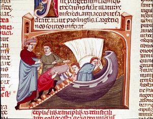 Cargando un barco en la época del Emperador Justiniano (Miniatura) de Unknown artist