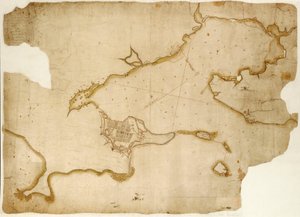 Fortaleza y puerto de Louisburg, Cabo Bretón, c.1745 (manuscrito) de Unknown artist