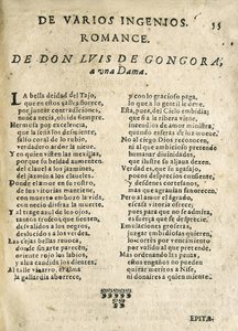Luis de GOGOORA Y ARGOTE "Romance a una dama" (print)