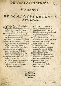 Luis de GOGOORA Y ARGOTE, "Romance a una partida" (print) de Unknown artist