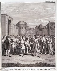 Maine donde los Incas casan a los príncipes de sangre - en “Viaje histórico de América del Sur realizado por orden del rey de España” por Don Georges Juan y Don Antoine de Ulloa, T.II, ed. Jombert, Librería del Rey, París de Unknown artist