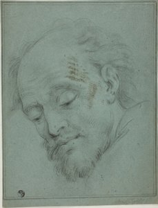 Cabeza masculina mirando hacia abajo de Unknown artist