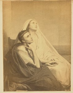 [Hombre y mujer mirando hacia arriba] de Unknown artist