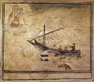 Hombre en el mar. Voto del siglo XVI de la Iglesia de la Madonna dell