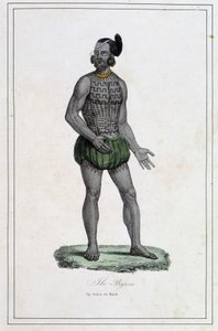 Hombre de las Islas Byron con tatuajes (Polinesia) - en 