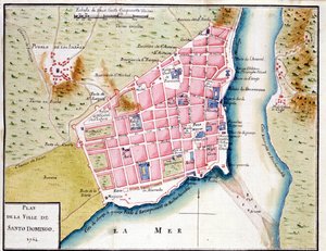 Mapa manuscrito de la ciudad de Santo Domingo de Unknown artist