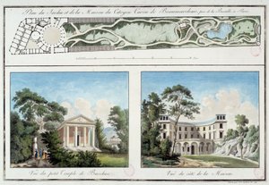 Mapa del jardín y casa del escritor y dramaturgo francés Pierre Augustin Caron de Beaumarchais (1732-1799) en el actual Boulevard Beaumarchais en París. Grabado alrededor de 1795. París, Museo Carnavalet de Unknown artist