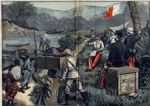 Misión Marchand en África (1896-1899): la expedición toma posesión del Alto Nilo en 1898. Lanzamiento del vapor desmontable "le Faidherbe" en el río M