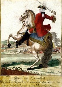 Mariscal Loewendahl (1700-1755) en la Batalla de Fontenoy, Bélgica de Unknown artist