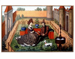 Maulgis y la bella Oriande (escena de amor cortés), Edad Media