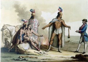 Encuentro de un occidental con los indígenas de la Patagonia de Unknown artist