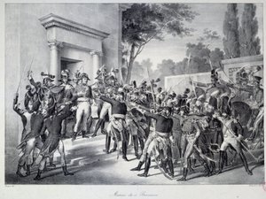 Reunión de generales y oficiales con Napoleón Bonaparte alrededor de las 7 a.m. en la mañana del 18 de brumario