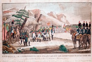 Encuentro de dos emperadores después de la Batalla de Austerlitz, 4 de diciembre de 1805 (Napoleón Bonaparte y Francisco II, Emperador del Sacro Imperio Romano) de Unknown artist