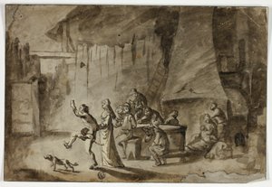 Hombres y mujeres en la taberna de Unknown artist