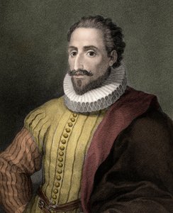Miguel de Cervantes Saavedra 1547-1616 - grabado - siglo XIX