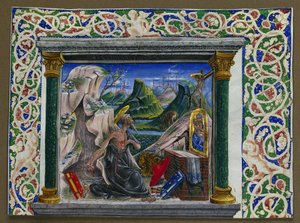 Miniatura extraída de un manuscrito: San Jerónimo en el desierto de Unknown artist