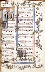 Misal de San Denis, circa 1350. Miniatura que representa a Clotario y Dagoberto de Unknown artist
