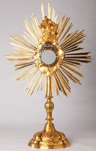 Custodia. Vermeil, diamantes, joyería falsa con estatua de Dios Padre. Siglo XVIII de Unknown artist