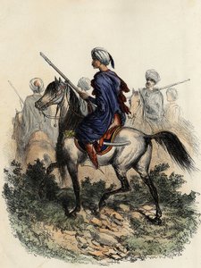 Gendarmes moros (o guardias de campo) encargados de la policía rural de Argel, formados en 1831. En "L