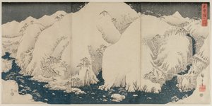 Montaña y río en el camino Kiso de Unknown artist