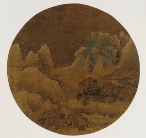 Paisaje montañoso: riscos, templo y pinos