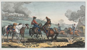 Artillero montado conduciendo tres caballos de Unknown artist