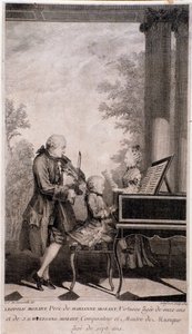 Familia Mozart de gira (grabado, después de 1777) de Unknown artist