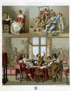 Música en Europa en el siglo XVII - en "Le costume historique" por Racinet