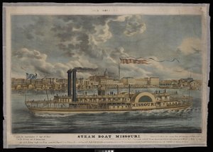 Nueva Orleans Steam Boat Missouri (litografía, coloreada) de Unknown artist