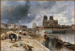 Notre-Dame vista desde el Quai de la Tournelle de Unknown artist
