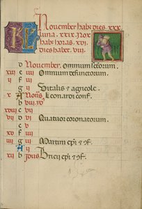 Página del calendario de noviembre; Recogida de leña