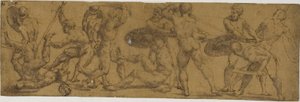 Guerreros desnudos luchando de Unknown artist