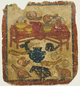 Ofrendas de comida, de un juego de cartas de iniciación (Tsakali) de Unknown artist