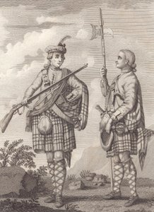 Oficial (izquierda) y sargento de los 42º Highlanders—los Black Watch—c.1750 (grabado) de Unknown artist