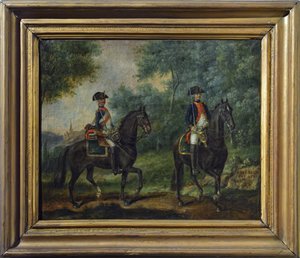 Oficial y soldado del regimiento Mestre de Camps en 1790, finales del siglo XVIII de Unknown artist