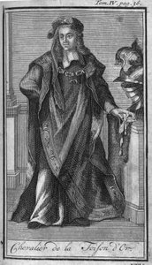 Órdenes de Caballería. Caballero de la Orden del Toisón de Oro en España en el siglo XV. En "Historia de órdenes militares o caballeros, de las milicias seculares y regulares de ambos sexos, que se han establecido hasta ahora. Edición tomada de Abbe Giusti