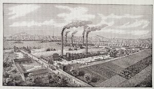 Vista general de la planta de refinería de petróleo del Sr. Deutsch en Pantin (Seine) de Unknown artist