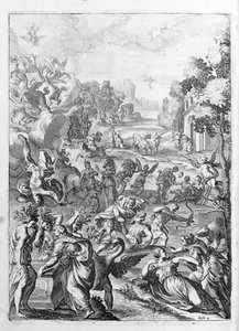 Ovidio - ilustración para el libro 15 - nota de Thomas Farnaby de Unknown artist