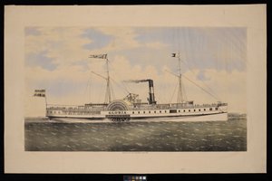 Barco de vapor Gloria (litografía coloreada)