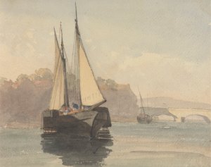 Barco de vapor de ruedas cerca de Weymouth de Unknown artist