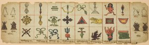 Página de un cuaderno con símbolos rituales