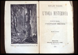Página de una edición italiana de "La isla misteriosa" de Jules Verne. 1878. Milán. de Unknown artist