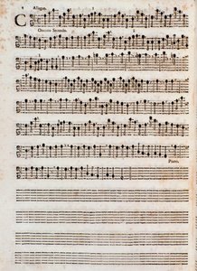 Página de la partitura musical de "Concerti a cinque, Op. 5" de Tomaso Albinoni de Unknown artist
