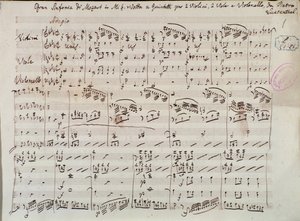 Página de la partitura de Sinfonía concertante para violín y viola en mi bemol, versión de Lichtenthal de Unknown artist