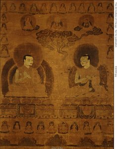 Estandarte pintado (Thangka) de los maestros del linaje Sakyapa