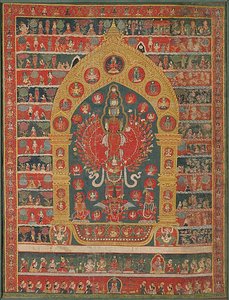 Estandarte pintado (Thangka) de la encarnación de Avalokiteshvara del dios de la lluvia Rato Matsyendranatha de Unknown artist