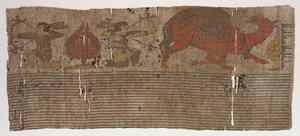 Panel with Hunters and Camel and Inscription de Unknown artist