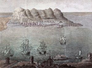 Vista panorámica de Gibraltar y el Estrecho. Siglo XIX de Unknown artist